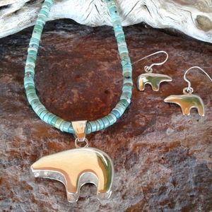 Sterling Silver Fetish Bear NECKLACE SET